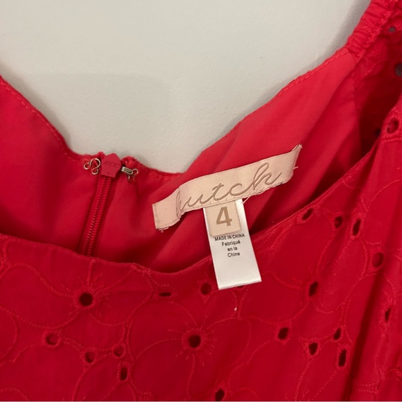 Anthropologie Hutch Red Eyelet Puff Sleeve Cutout Mini Dress - Picture 4 of 6